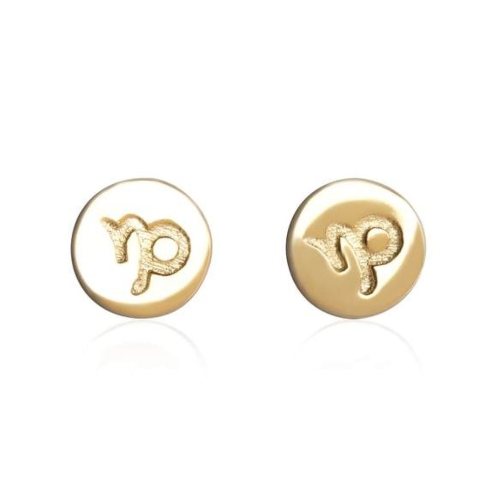 Sterling Silver Gold Plated Capricorn Earrings